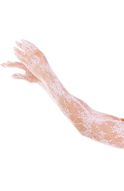 Women's Corset Style Lingerie White Opera-length floral net gloves
