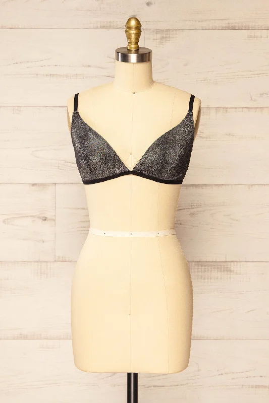 Breathable Bamboo Lingerie for Women Dafni | Silver Glitter Bralette