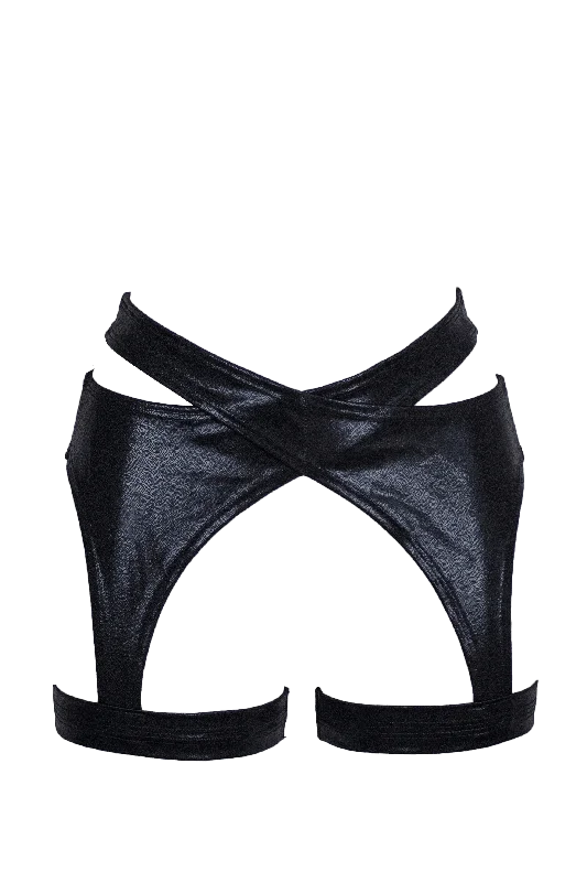 Lingerie Gift Sets for Women Criss Cross Holographic Garter Belt / X-GARTER HOLO BLACK Lingerie Gift Sets for Women Criss Cross Holographic Garter Belt / X-GARTER HOLO BLACK