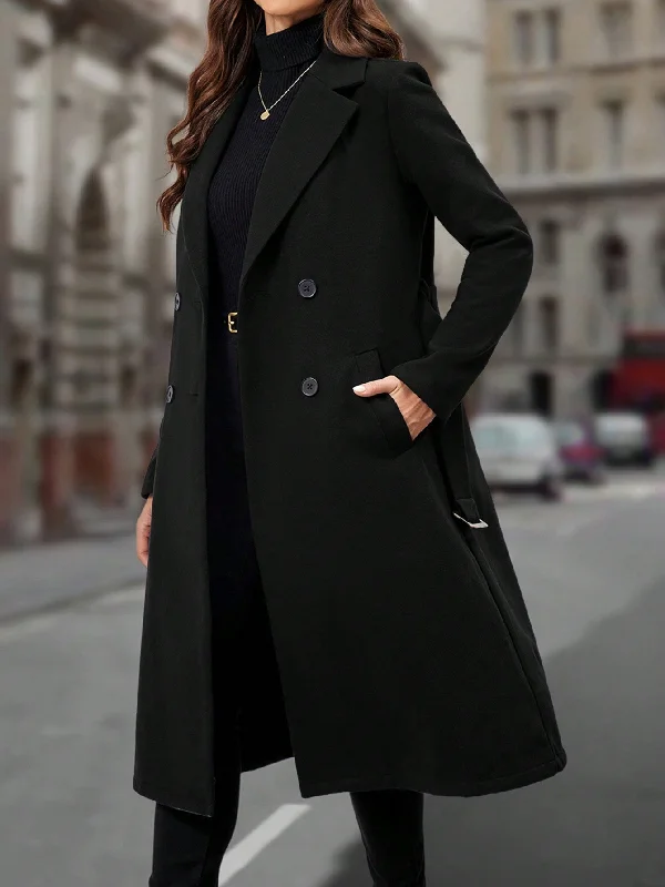 Women's Bridal Lingerie Collection Women's Lapel Collar Double-breasted Woolen Coat Women's Bridal Lingerie Collection Women's Lapel Collar Double-breasted Woolen Coat