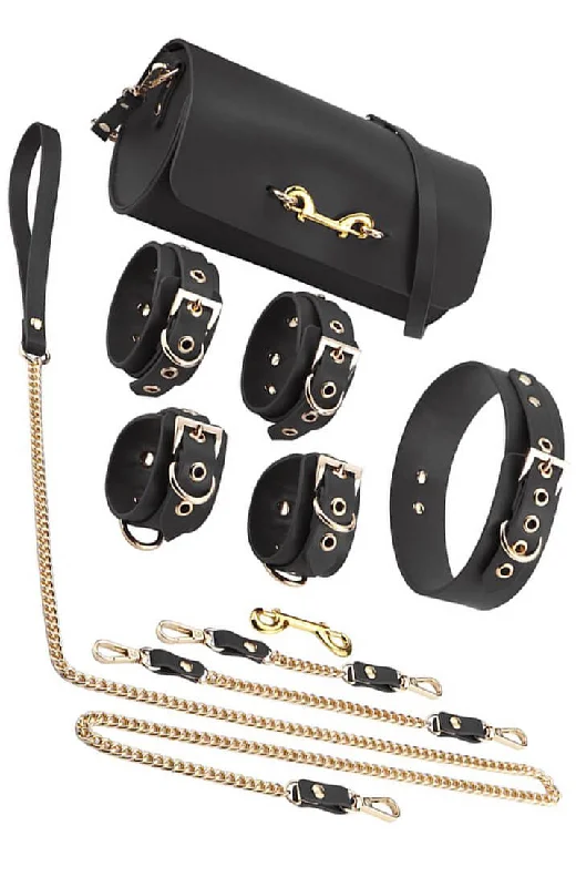 Vintage Inspired Lingerie for Women BDSM Deluxe 5 Item Kit - Black