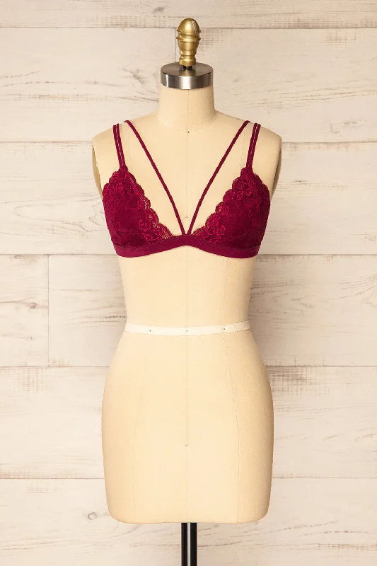 Luxury Lingerie for Special Occasions Khappa Burgundy | Floral Lace Bralette