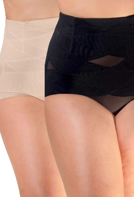 Women's string briefs with a metallic accent High Waist Power Mesh Tummy Control Brief - 2 Pack Women's string briefs with a metallic accent High Waist Power Mesh Tummy Control Brief - 2 Pack