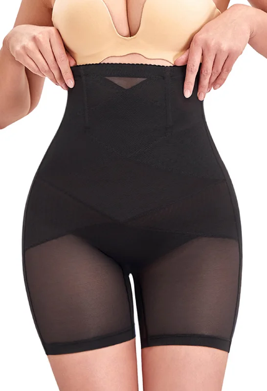 Women's silk - lined briefs for a luxurious feel High Waist Power Mesh Tummy Control Shorts