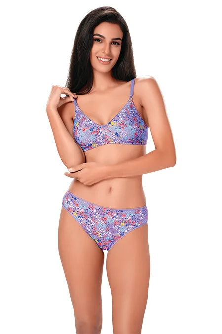 petite women bra and panty sets for a perfect fit 1919-Cotton-Solid-T-Shirt Bra-Panty Set-Lavender