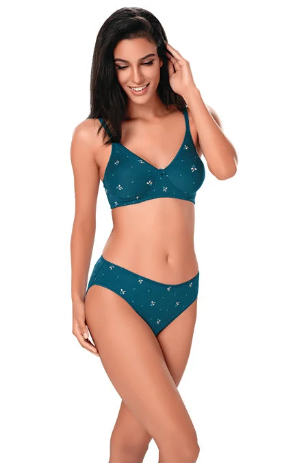 plus size lace women bra and panty sets 1928-Cotton-Printed 1921 B CUP SET-Bra-Rama Green plus size lace women bra and panty sets 1928-Cotton-Printed 1921 B CUP SET-Bra-Rama Green