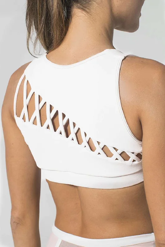 Bikini briefs with a high - waist and cheeky back 925 Fit Women's Back in Business Sports Bra Tank - White Bikini briefs with a high - waist and cheeky back 925 Fit Women's Back in Business Sports Bra Tank - White