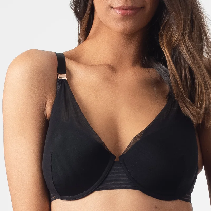 front closure women nursing bra AMBITION PLUNGE BLACK CONTOUR NURSING BRA - FLEXI UNDERWIRE front closure women nursing bra AMBITION PLUNGE BLACK CONTOUR NURSING BRA - FLEXI UNDERWIRE