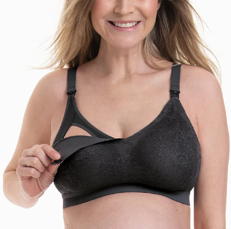 new mom's first women nursing bra Anita Essential Lace Anthracite Nursing Bra 5057