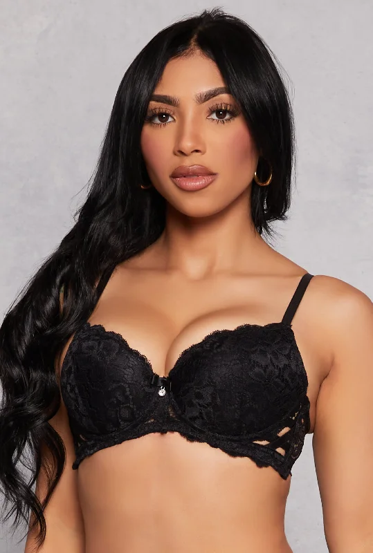 Luxury Lingerie for Special Occasions  Caged Side Lace Plunge Bra