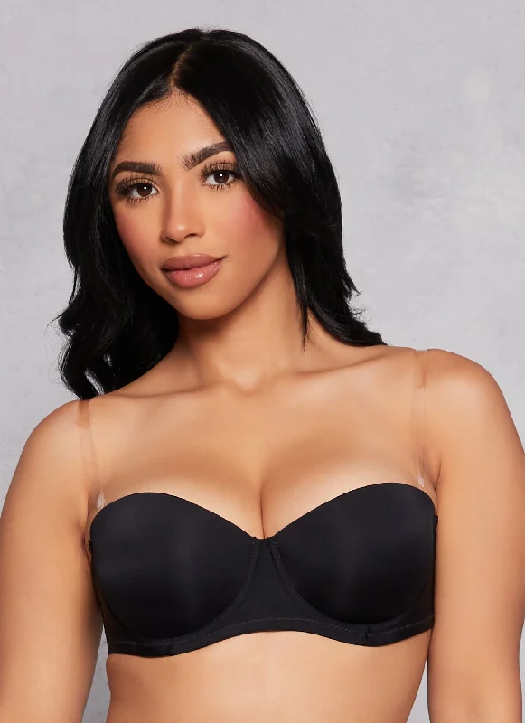 Women's Sheer Lingerie Nightgowns  Clear Strap Balconette Bra | Converts to Strapless
