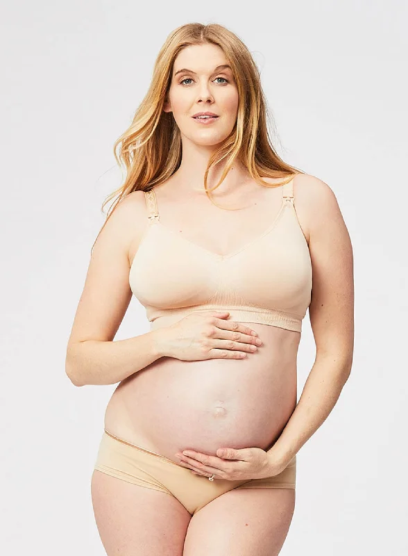 hands free women nursing bra for multitasking Cake Maternity: Popping Candy Nursing Bralette Beige