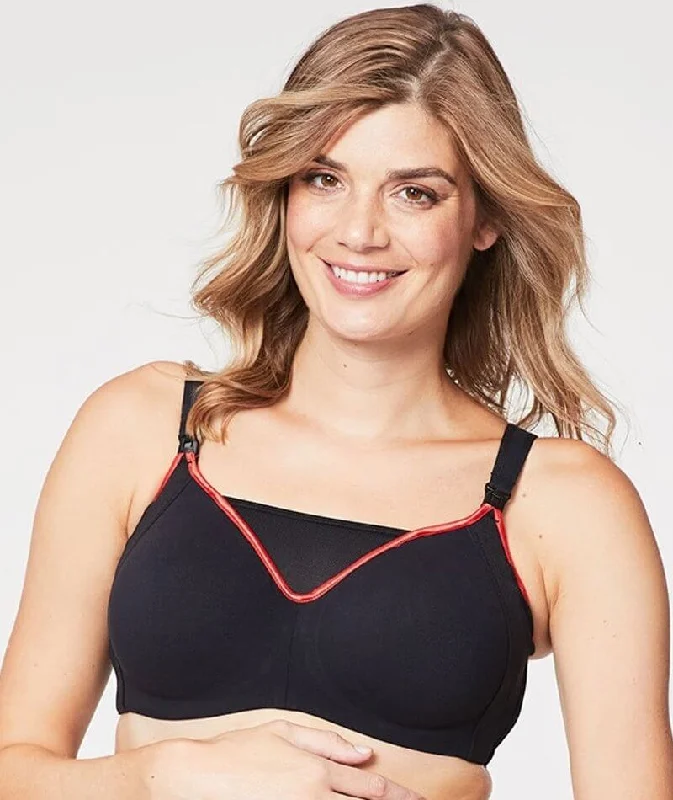travel friendly women nursing bra Cake Maternity Zest Flexi Wire High Impact Maternity & Nursing Sports Bra - Black travel friendly women nursing bra Cake Maternity Zest Flexi Wire High Impact Maternity & Nursing Sports Bra - Black
