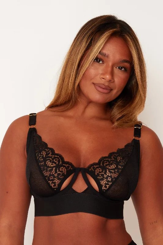 Adjustable non wired sports bras for different activities​ Delaney Black Wired Bra