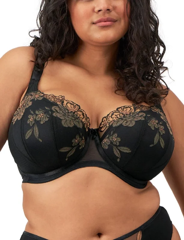 silk women bra and panty sets for elegance Elomi Teagan Black Almond Padded Balconette Bra 302615 silk women bra and panty sets for elegance Elomi Teagan Black Almond Padded Balconette Bra 302615