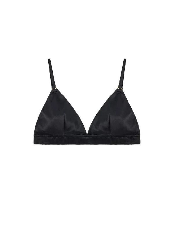 Plus size non wired nursing bras​ Fleur Du Jour Black Silk Triangle Bra