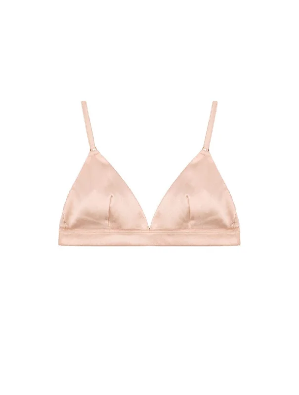 Adjustable non wired bras for maximum comfort​ Fleur Du Jour Blush Silk Triangle Bra
