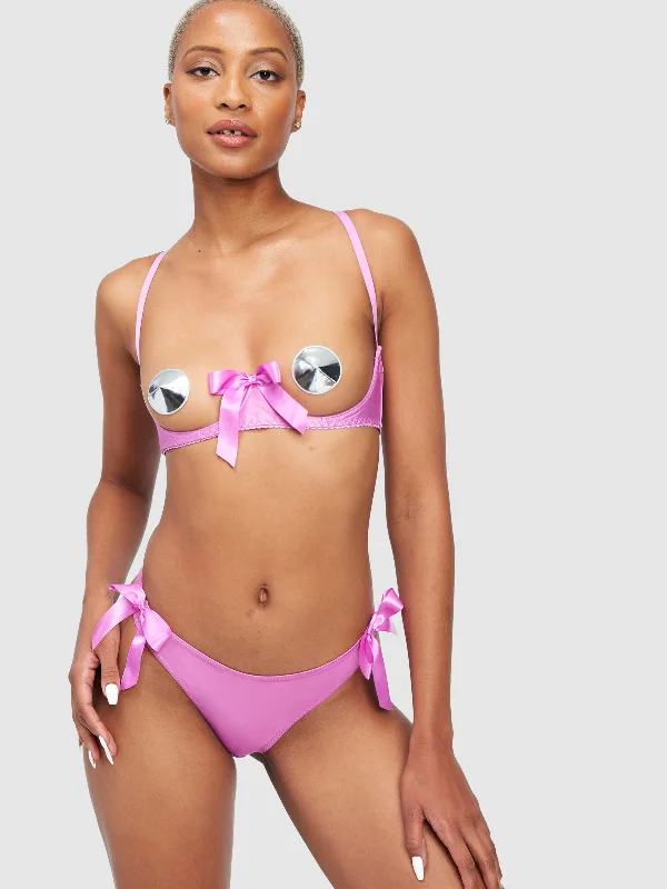 solid color women bra and panty sets in bright hues Diaz Satin And Bow Open Cup Bra Set solid color women bra and panty sets in bright hues Diaz Satin And Bow Open Cup Bra Set