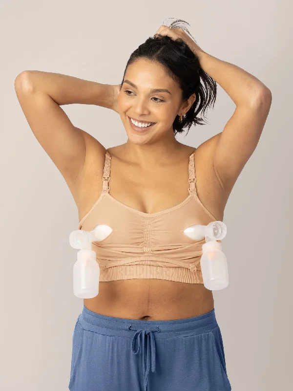 padded cup women nursing bra Sublime® Hands-Free Pumping & Nursing Bra | Beige