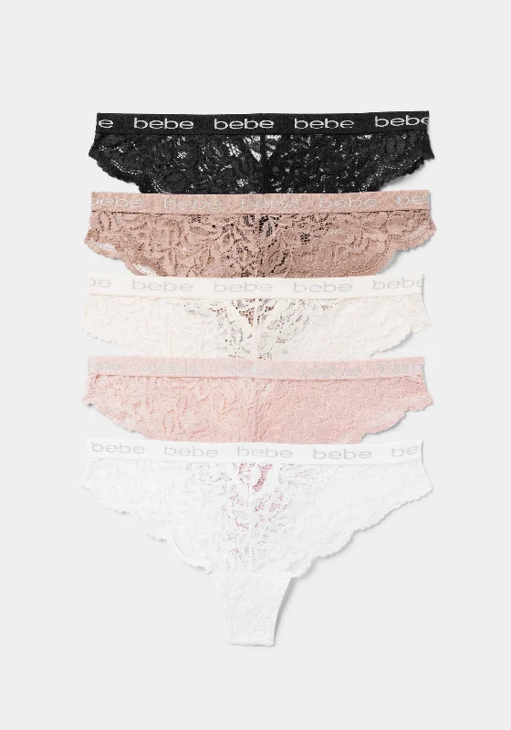 Women's High Waist Lingerie Bodysuits Five Pack Lace Tanga Set With Back Cut Out Detail Women's High Waist Lingerie Bodysuits Five Pack Lace Tanga Set With Back Cut Out Detail