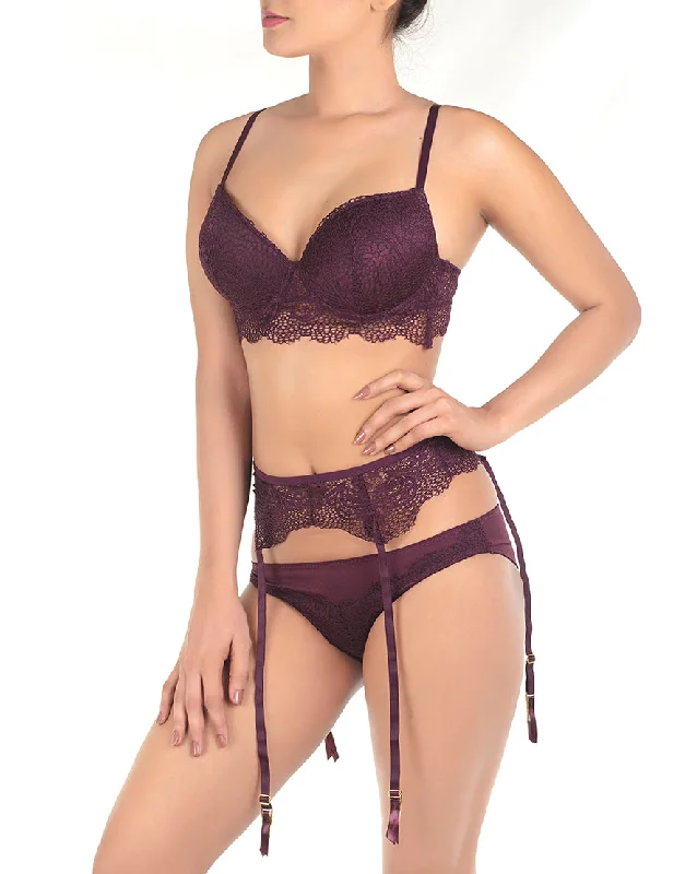 wireless bra women bra and panty sets for a natural look LACE PUSH UP BRA SET WITH GARTER BELT-FIG wireless bra women bra and panty sets for a natural look LACE PUSH UP BRA SET WITH GARTER BELT-FIG