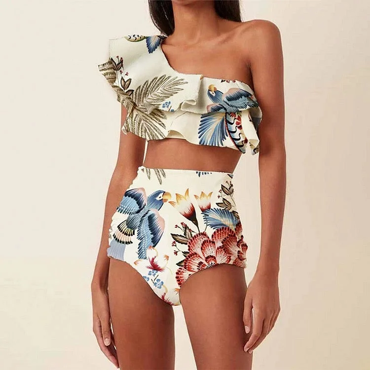 Printed bikini briefs with floral patterns​ Liya Summer Statement Luxe Bikini
