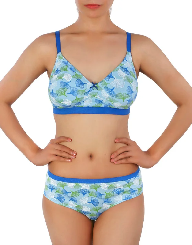 underwire bra women bra and panty sets for support LOSHA DOUBLE LAYERED COTTON WIREFREE BRA WITH MATCHING PANTY--BLUE underwire bra women bra and panty sets for support LOSHA DOUBLE LAYERED COTTON WIREFREE BRA WITH MATCHING PANTY--BLUE