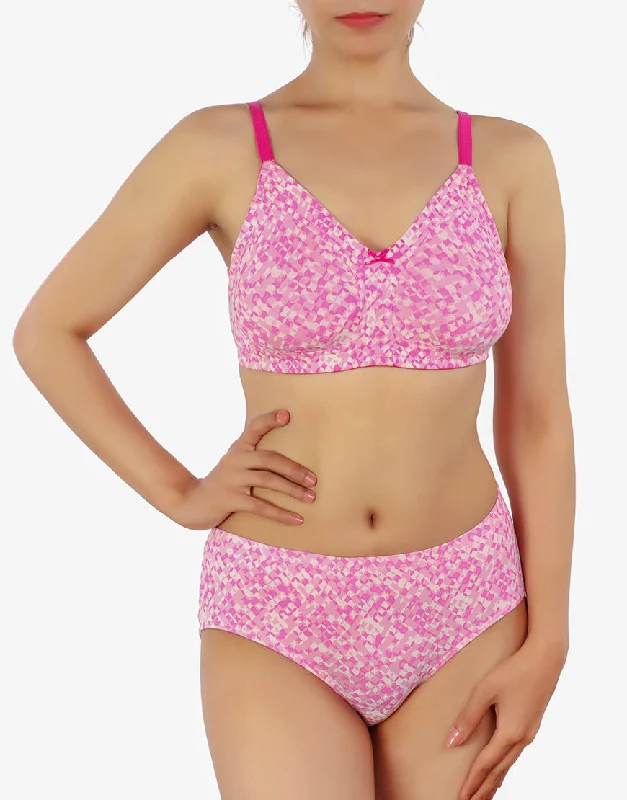 seamless women bra and panty sets for comfort LOSHA DOUBLE LAYERED FULL COVERAGE COTTON WIREFREE BRA WITH MATCHING PANTY-PINK PRINT seamless women bra and panty sets for comfort LOSHA DOUBLE LAYERED FULL COVERAGE COTTON WIREFREE BRA WITH MATCHING PANTY-PINK PRINT