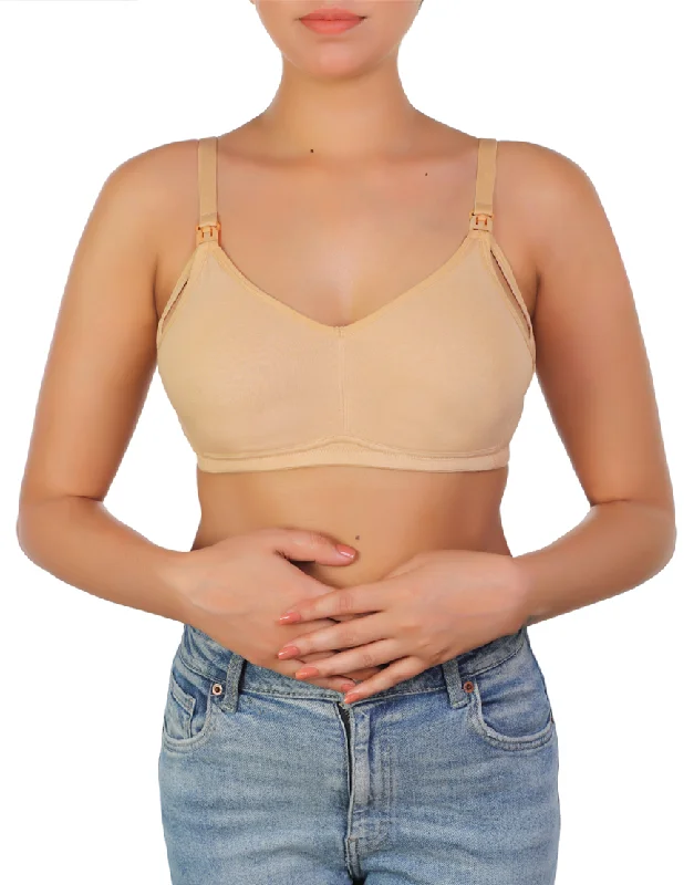 nursing bra for working moms LOSHA DOUBLE LAYERED WIRE-FREE NURSING BRA-SKIN