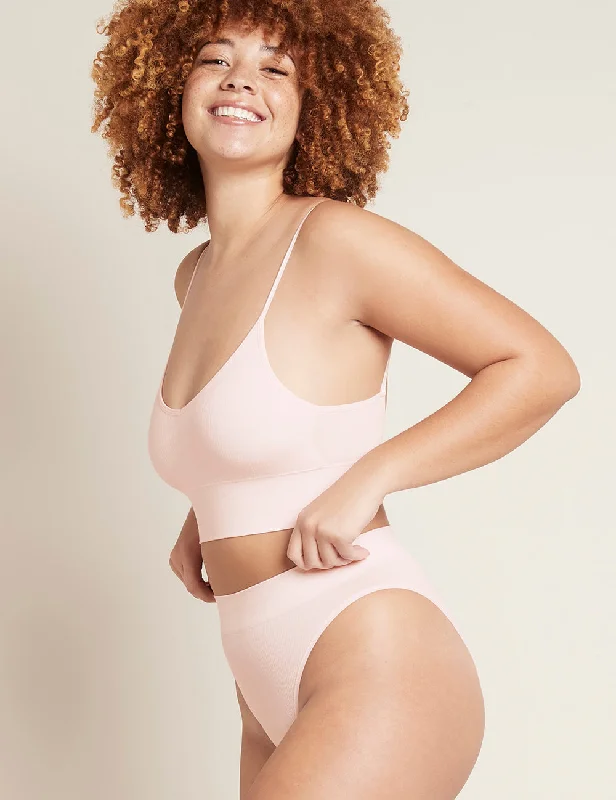 Non wired bralette with a bandeau style​ LYOLYTE® Ribbed Low Back Bra - Powder Pink