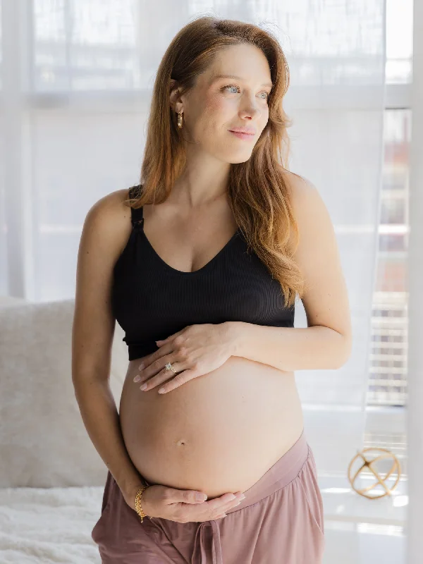 highly rated women nursing bra Mia Maternity & Nursing Lounge Bra | Black
