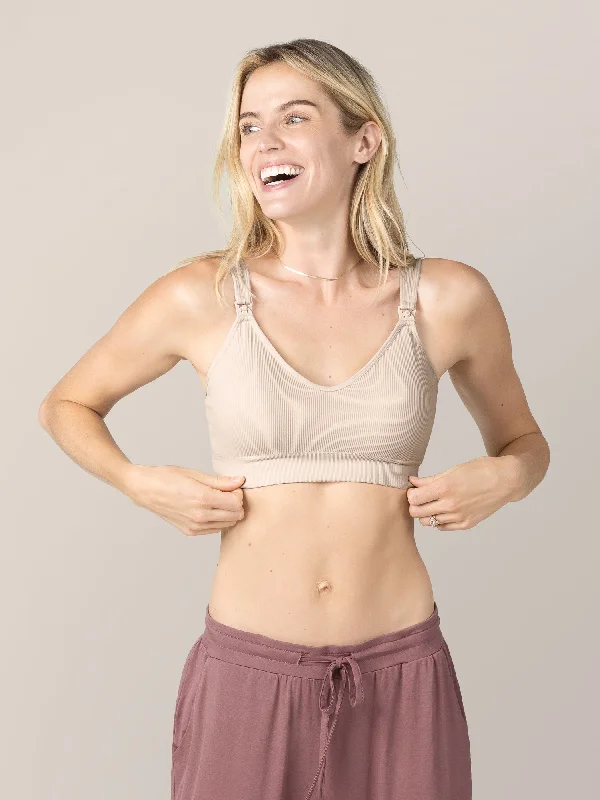 front closure women nursing bra Mia Maternity & Nursing Lounge Bra | Stone