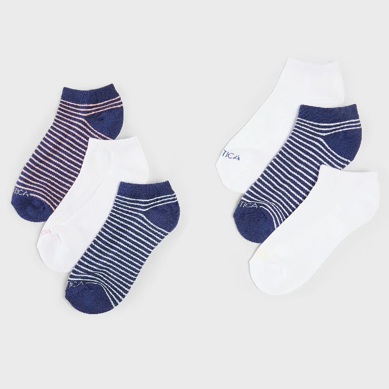 Elegant French Lace Lingerie for Women  Nautica Womens Stripe Low Cut Socks, 6-Pack