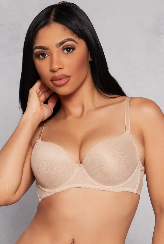 Women's Everyday Wear Lingerie  Mesh Lined Plunge Bra