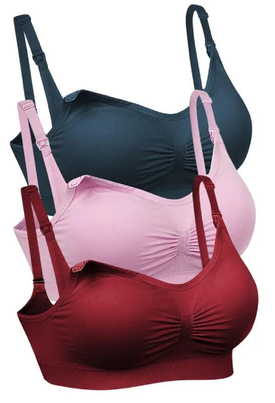 quick dry women nursing bra Bamboo Wire Free Maternity & Nursing Bra - Fancy 3 Pack