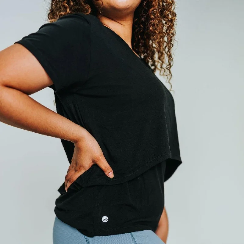 highly rated women nursing bra Nursing Short Sleeve Tee - Black