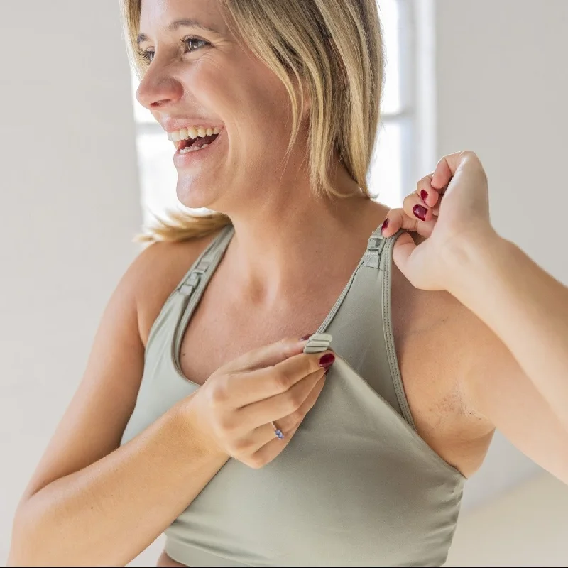quick dry women nursing bra Go With The Flow Nursing Sports Bra - Sage