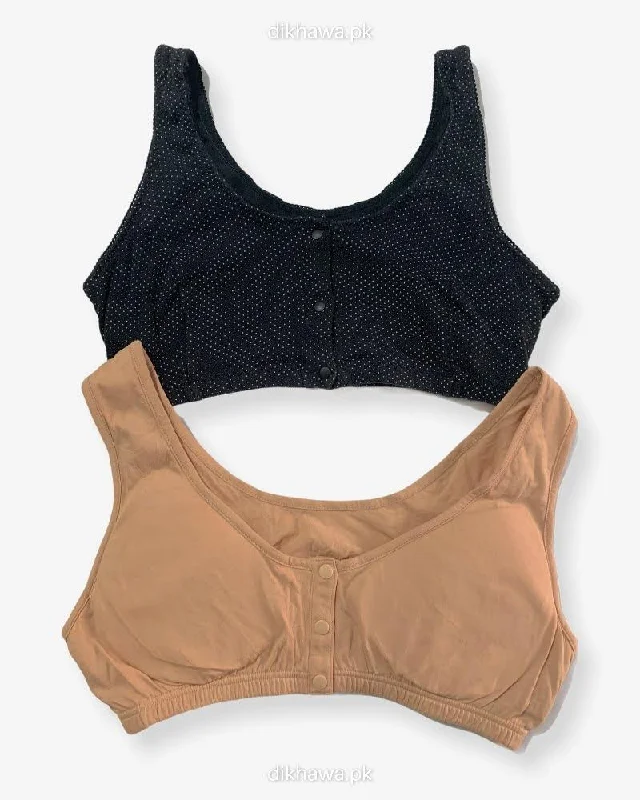 easy - access women nursing bra Pack of 2 - Front Open Bra with Button - Non Padded Non Wired Bra Imported Stocklot Branded Front Open Bra easy - access women nursing bra Pack of 2 - Front Open Bra with Button - Non Padded Non Wired Bra Imported Stocklot Branded Front Open Bra