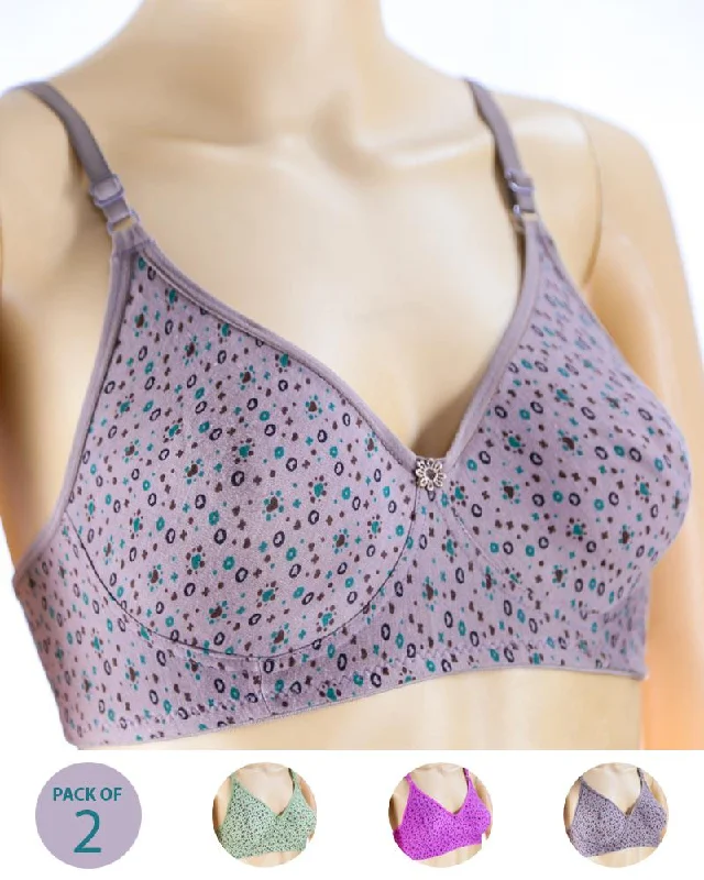 Non wired push up bras with silicone pads Pack of 2 - Madam Bra - M-8 - Non Padded, Non Wired Bra, Soft Jersey Cotton Bra Non wired push up bras with silicone pads Pack of 2 - Madam Bra - M-8 - Non Padded, Non Wired Bra, Soft Jersey Cotton Bra