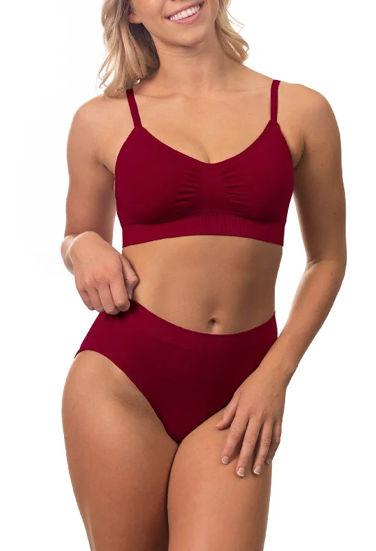 bridal women bra and panty sets for honeymoon Red Bamboo Padded Wire Free Bra and High Cut Brief Set bridal women bra and panty sets for honeymoon Red Bamboo Padded Wire Free Bra and High Cut Brief Set