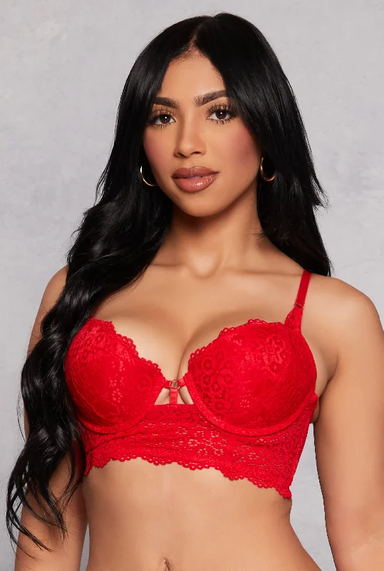 Women's Maternity Lingerie  Patterned Lace Caged Detail Longline Plunge Bra