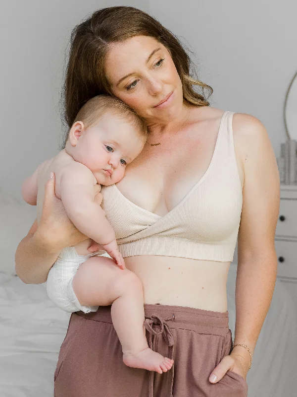 hands free women nursing bra for multitasking Sublime® Adjustable Crossover Nursing & Lounge Bra | Stone hands free women nursing bra for multitasking Sublime® Adjustable Crossover Nursing & Lounge Bra | Stone