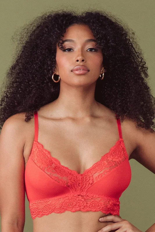 Non wired sleep bras for night time comfort​ Tigerlilly Orange V-Neck Bralette