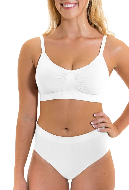 antibacterial women bra and panty sets for hygiene White Bamboo Padded Wire Free Bra and High Cut Brief Set antibacterial women bra and panty sets for hygiene White Bamboo Padded Wire Free Bra and High Cut Brief Set