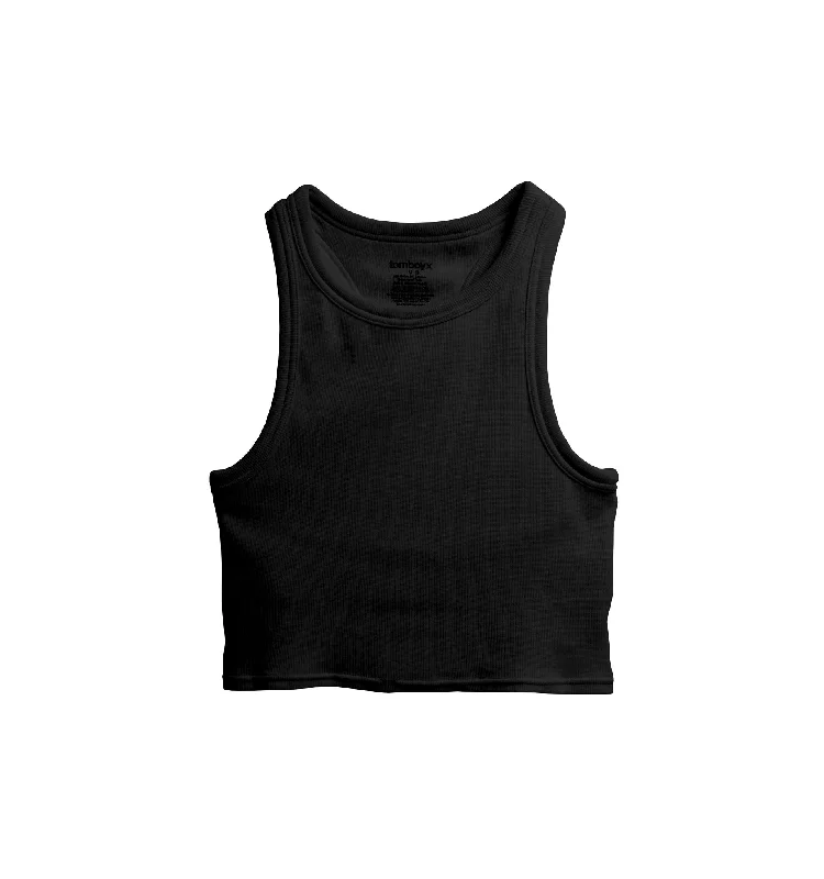plus size bras with good support Organic Cotton Rib Bra Top - Black