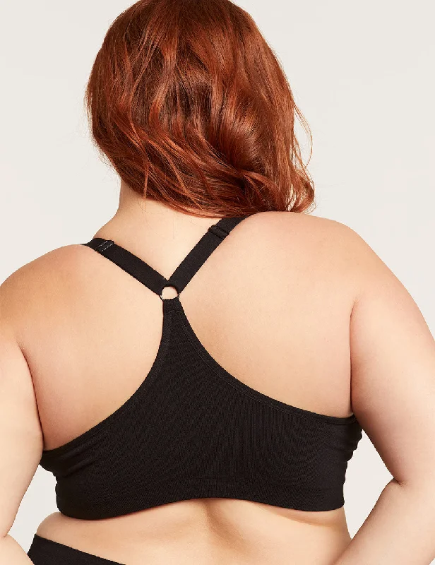 sexy backless push up bras Full Bust Wireless Racerback Bra - Black