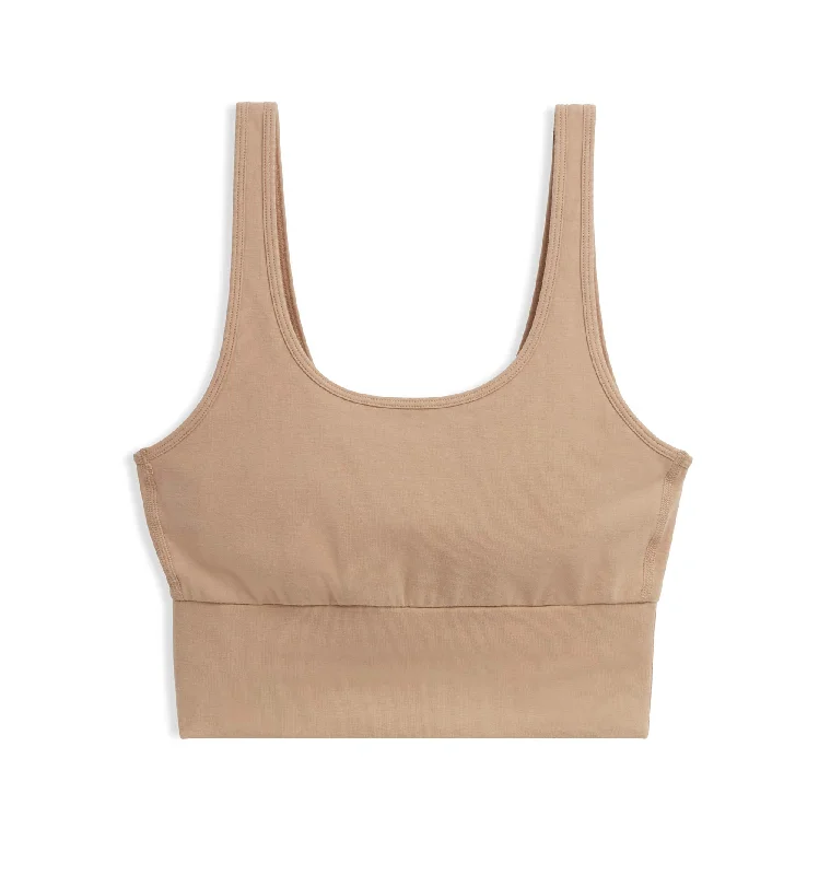 supportive sports bras for running Longline Scoop Bra - Chai