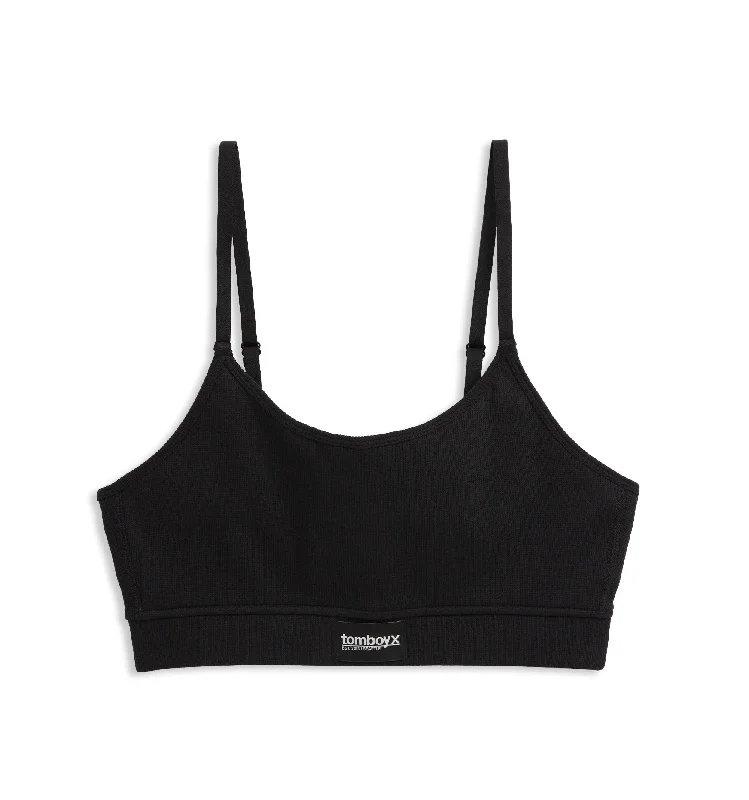 full cup padded bras for enhanced shape Organic Cotton Rib Low Cut Soft Bra - Black