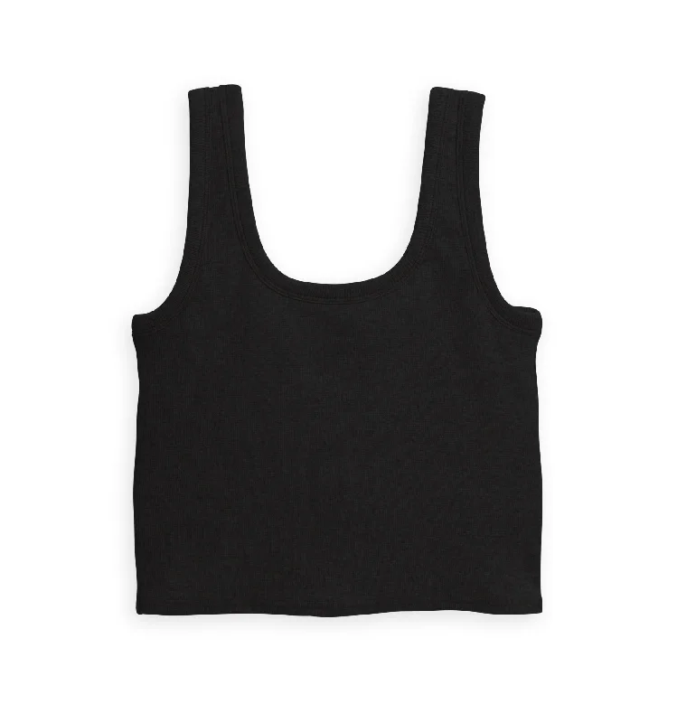 lace bras for a romantic look Organic Cotton Rib Scoop Bra Top - Black