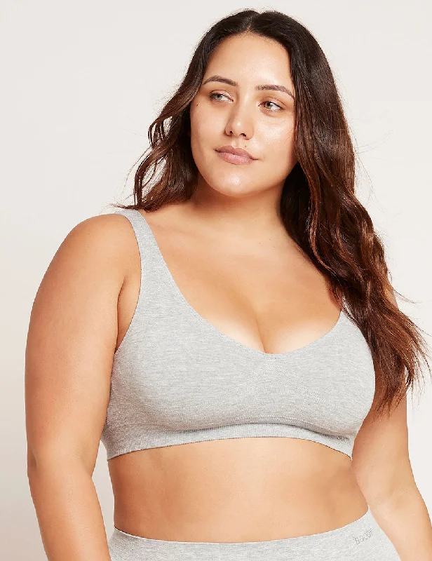 seamless wireless bras for everyday comfort Padded Shaper Crop Bra - Light Grey Marl